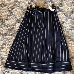 Banana Republic Navy Striped Midi Skirt